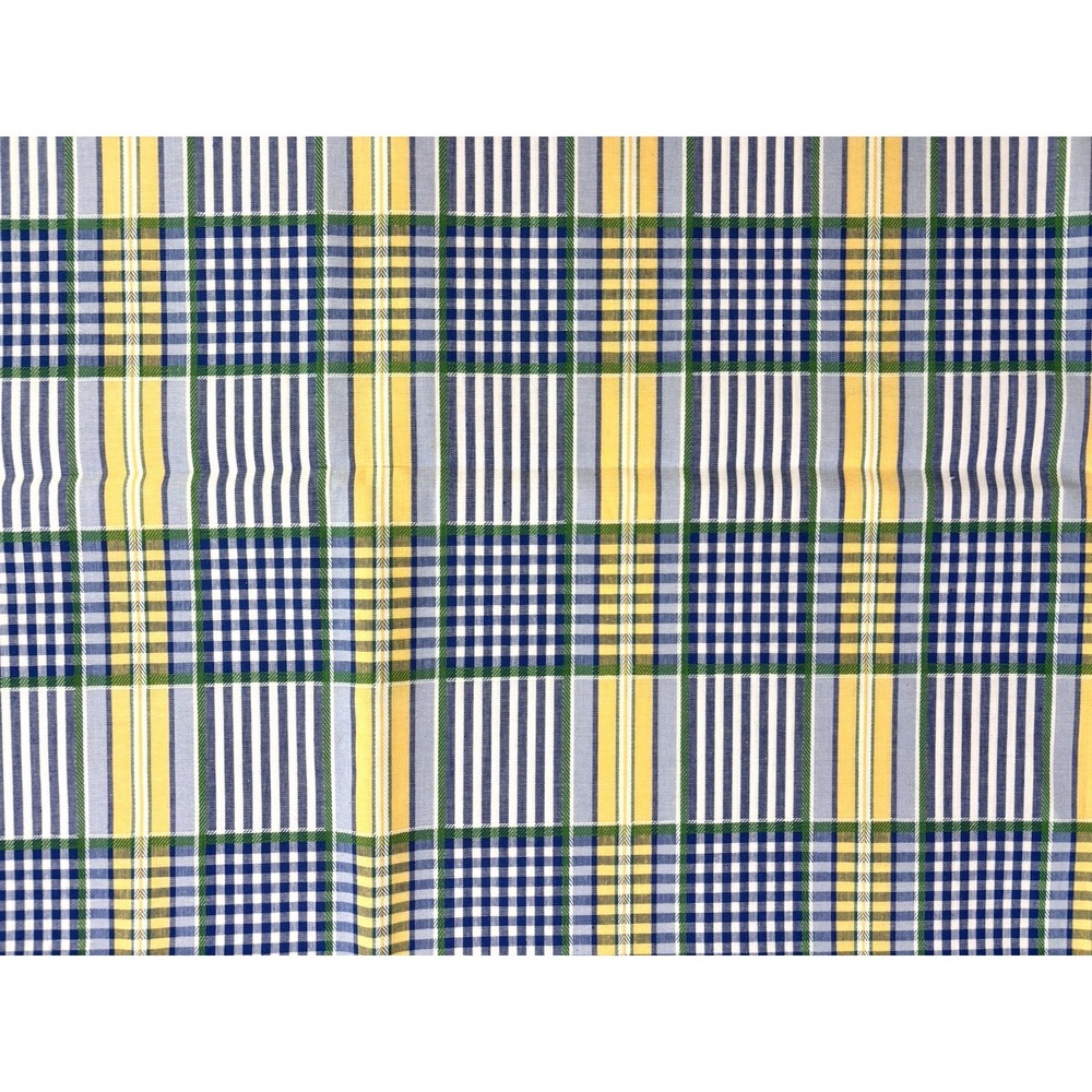 Vintage Waverly VALLEY PLAID LAKE Fabric Blue Yellow Cottagecore Preppy Classic